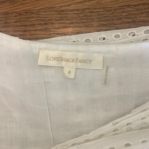 Love Shack Fancy Onika White Cotton Eyelet Mini Skirt, size 8 - Picture 8 of 11
